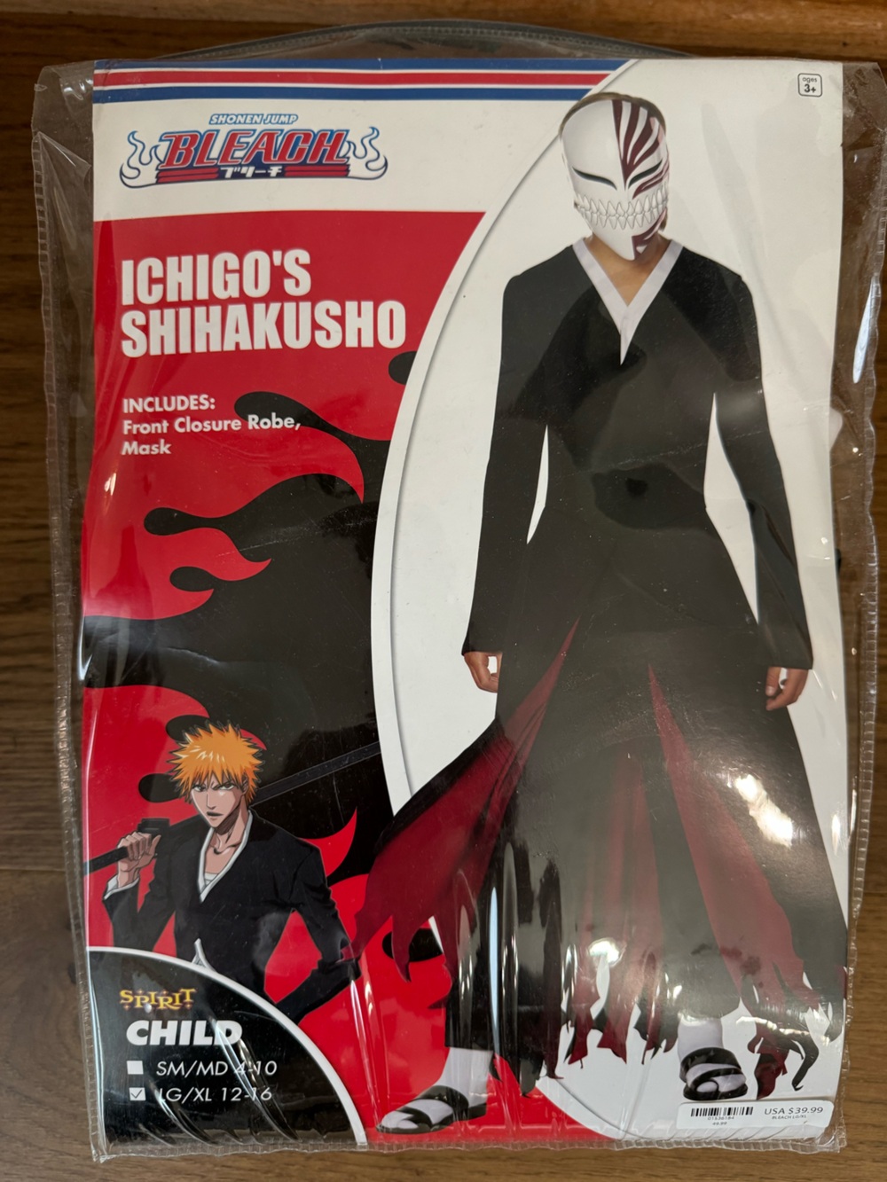 Bleach Ichigo Shihakusho Halloween Costume, Kids L-XL (12-16)